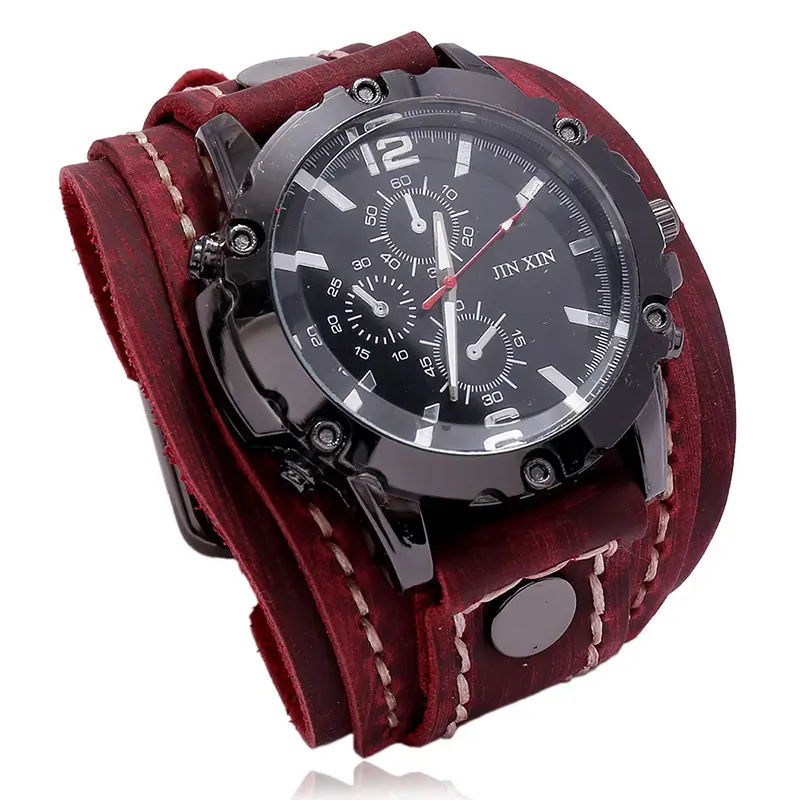 Men's Black Leather Strap Chronograph Watch — feature 4