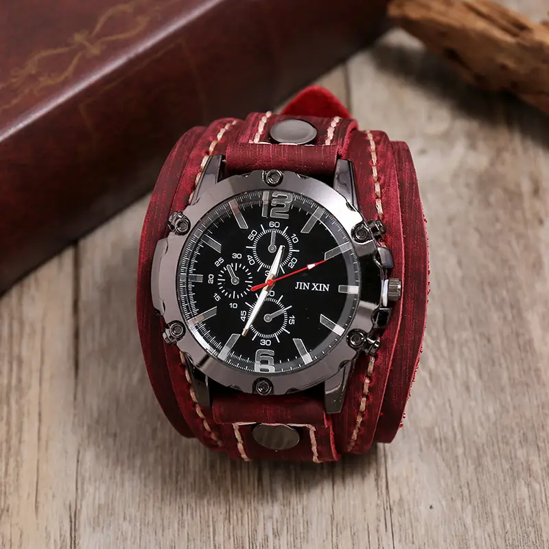 Men's Black Leather Strap Chronograph Watch — feature 7