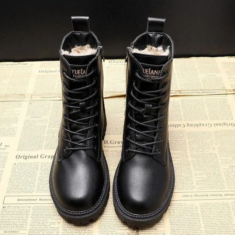 Women's Snow Boots 2026 New Model, Fleece-Lined, Thickened, Mid-Calf, Water-Resistant, Slip-Resistant, Integrated Leather and Fur, Winter Warm Cotton Boots - Image 4
