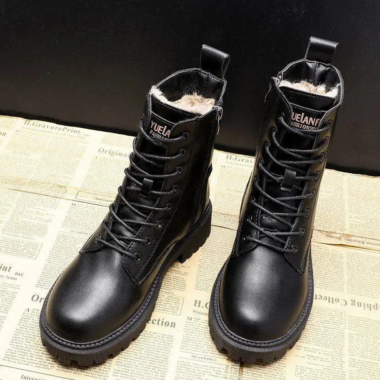 Women's Snow Boots 2026 New Model, Fleece-Lined, Thickened, Mid-Calf, Water-Resistant, Slip-Resistant, Integrated Leather and Fur, Winter Warm Cotton Boots — feature 4