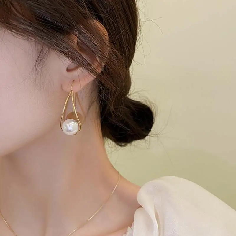 Pearl Earrings with Hook for Women Elegant Luxury