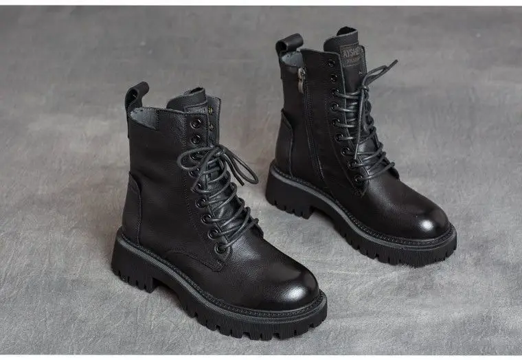 Boots Women's British Style Short Boots 2025 Autumn and Winter K-Style Fleece-Lined Thickeneded Versatile Thick-Soled Boots Ins Trbottom — feature 18