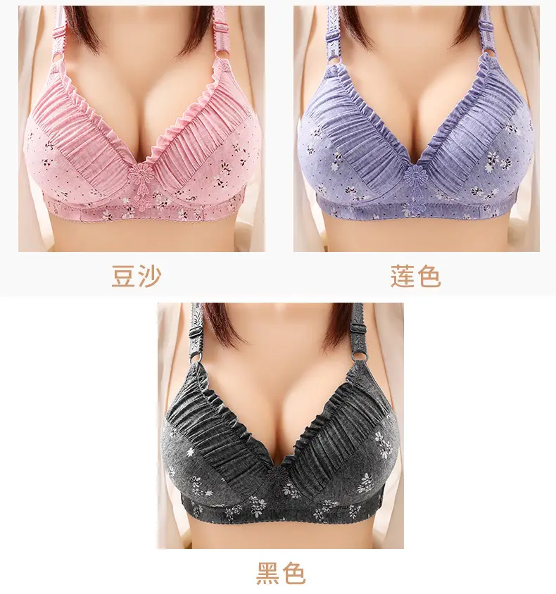 plus size Thin Non-rimless Mother's Bra Push-up Parammary Adjustable Printed Comfortable Breathable Underwear for Women — feature 15