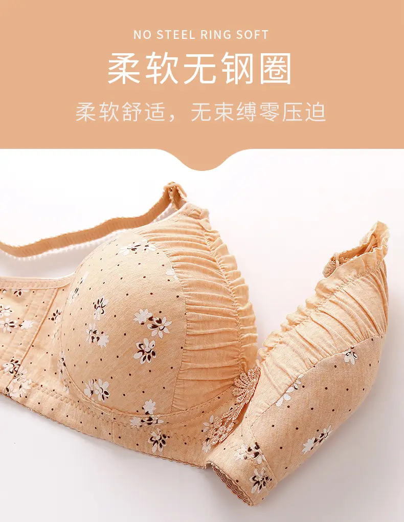 plus size Thin Non-rimless Mother's Bra Push-up Parammary Adjustable Printed Comfortable Breathable Underwear for Women — feature 9