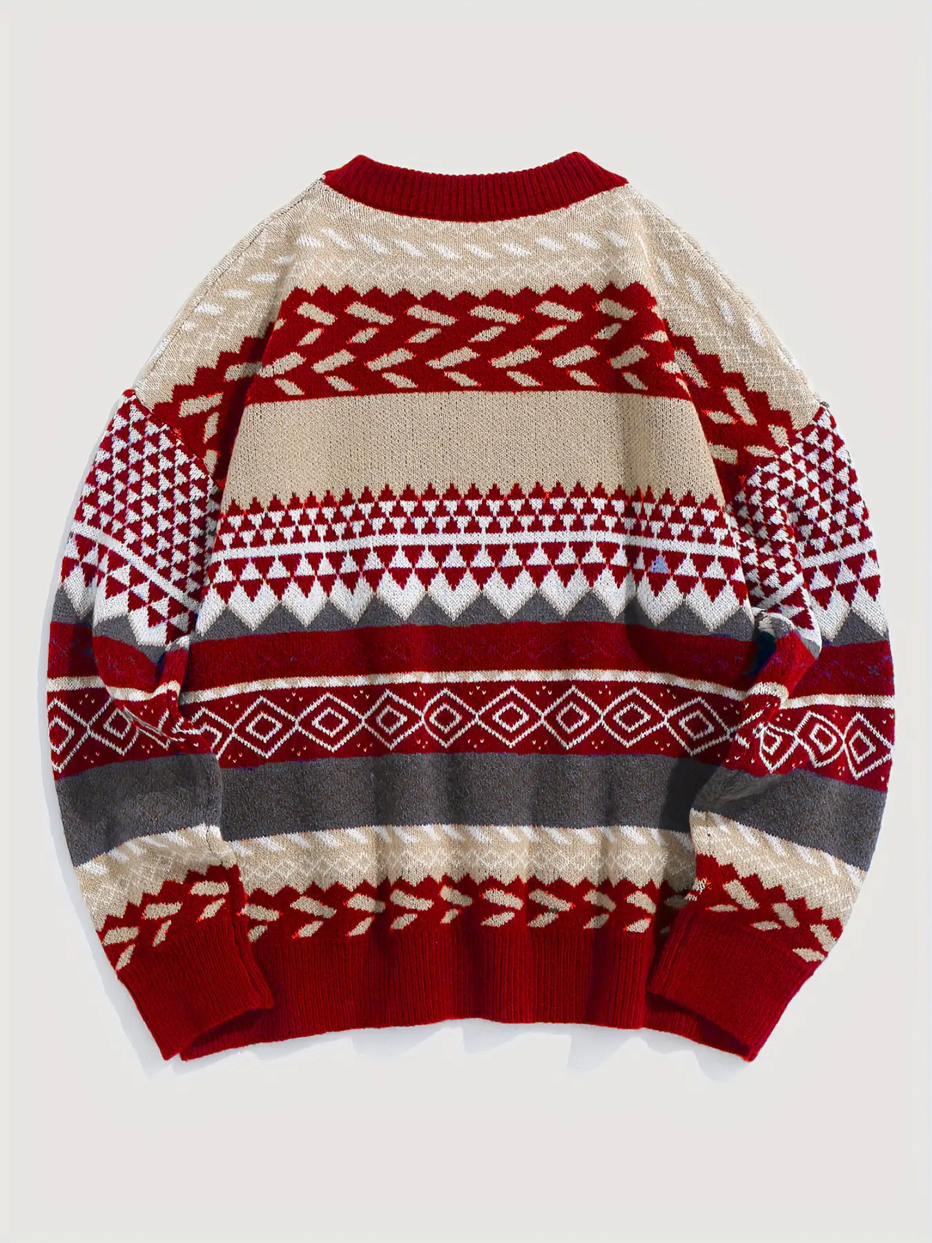 Women Waxy Knitted Sweater Brown Diamond Pattern — feature 14
