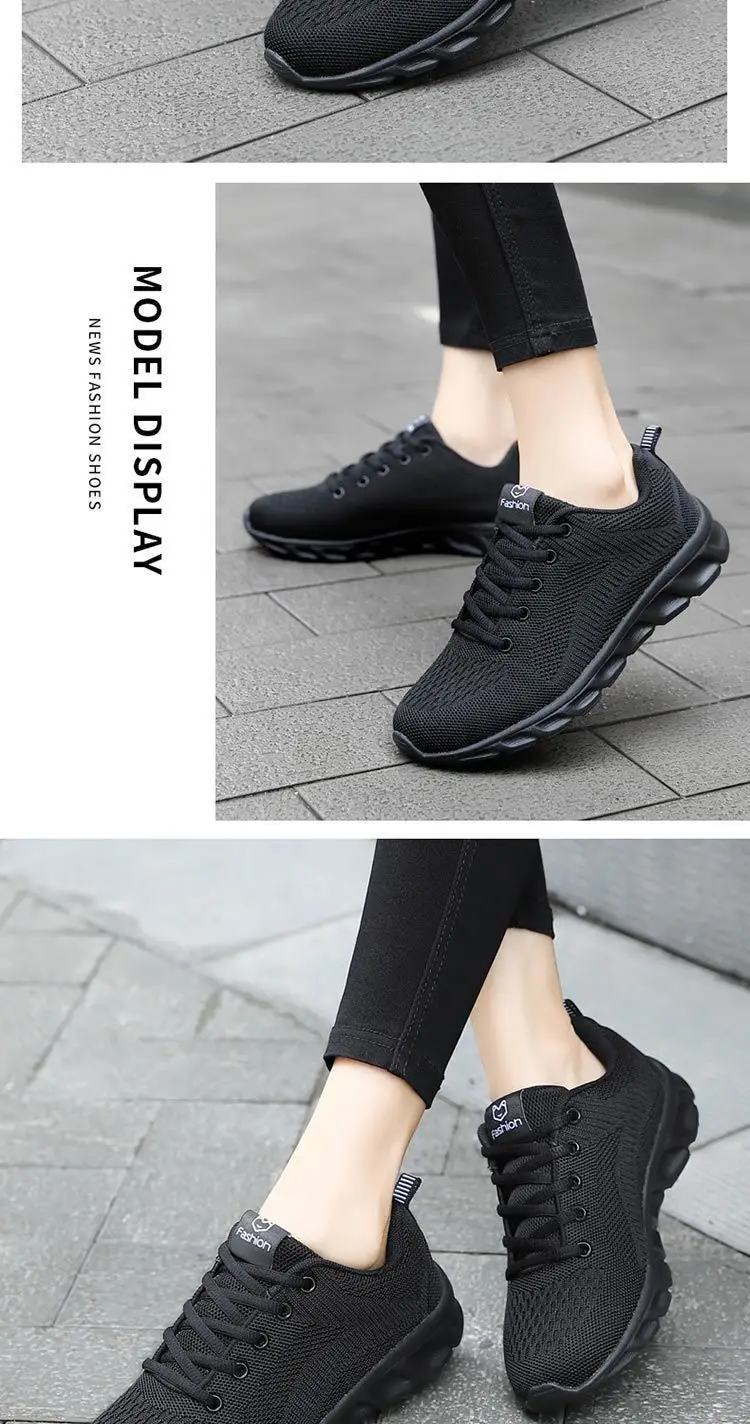 Autumn new women's sports casual shoes non-slip soft bottom all black work shoes mother shoes ultra-light kitchen shoes — feature 10