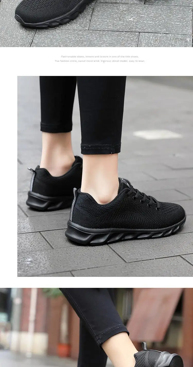 Autumn new women's sports casual shoes non-slip soft bottom all black work shoes mother shoes ultra-light kitchen shoes — feature 11
