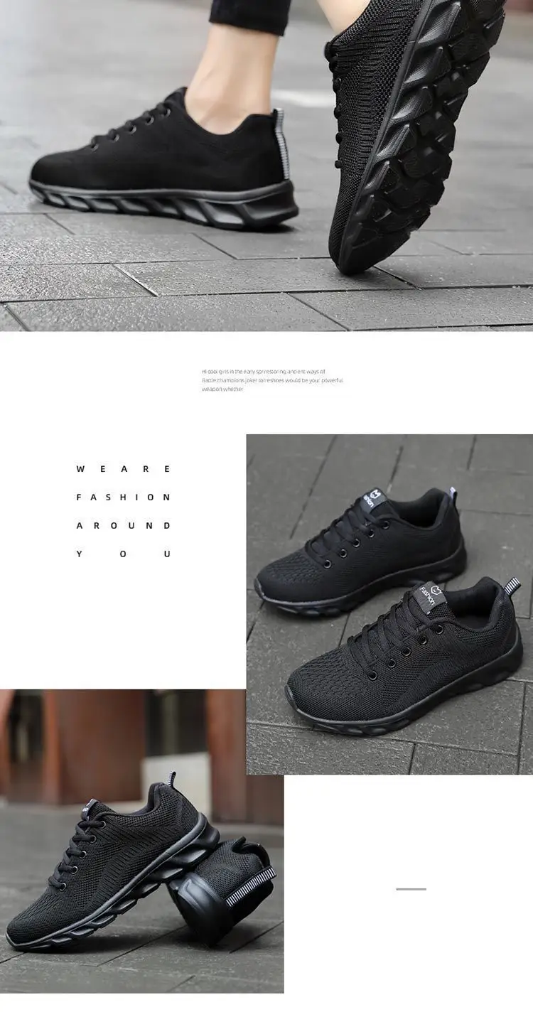 Autumn new women's sports casual shoes non-slip soft bottom all black work shoes mother shoes ultra-light kitchen shoes — feature 12