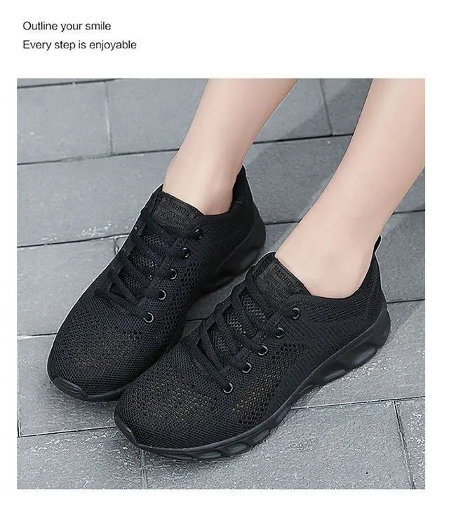 Autumn new women's sports casual shoes non-slip soft bottom all black work shoes mother shoes ultra-light kitchen shoes — feature 22