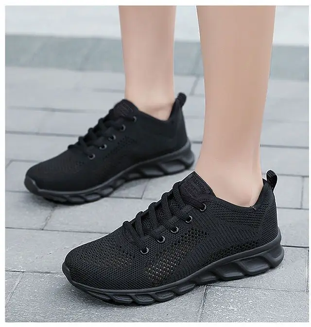 Autumn new women's sports casual shoes non-slip soft bottom all black work shoes mother shoes ultra-light kitchen shoes — feature 23