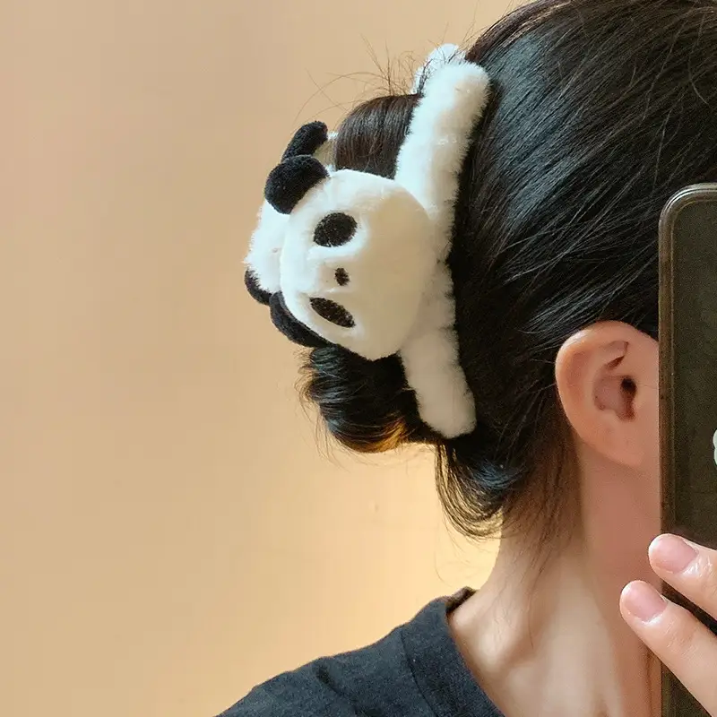 Cute Panda Plush Hairpin for Women Autumn Winter - Image 17
