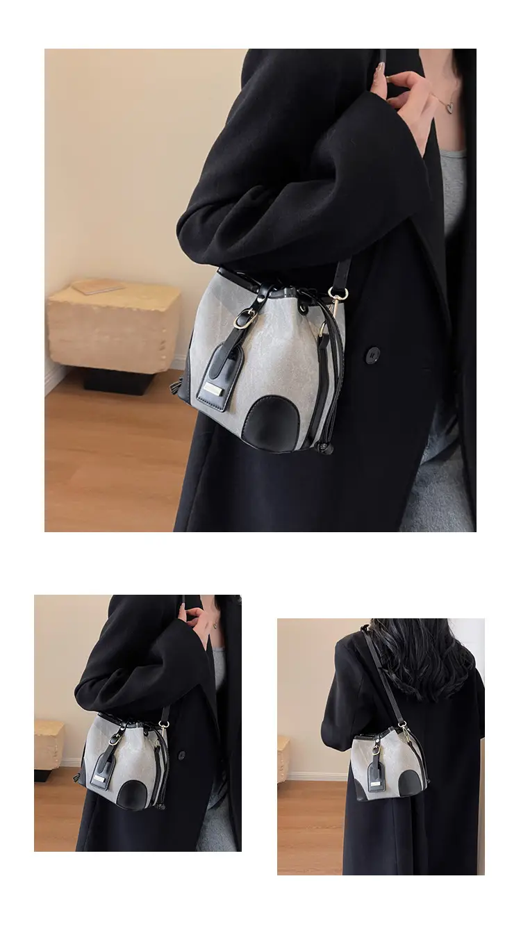 Women's Autumn Winter Contrast Color Bucket Bag — feature 13