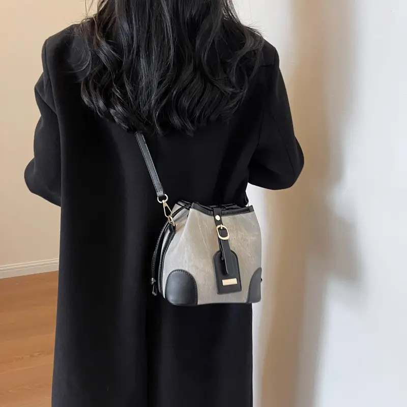 Women's Autumn Winter Contrast Color Bucket Bag — feature 18