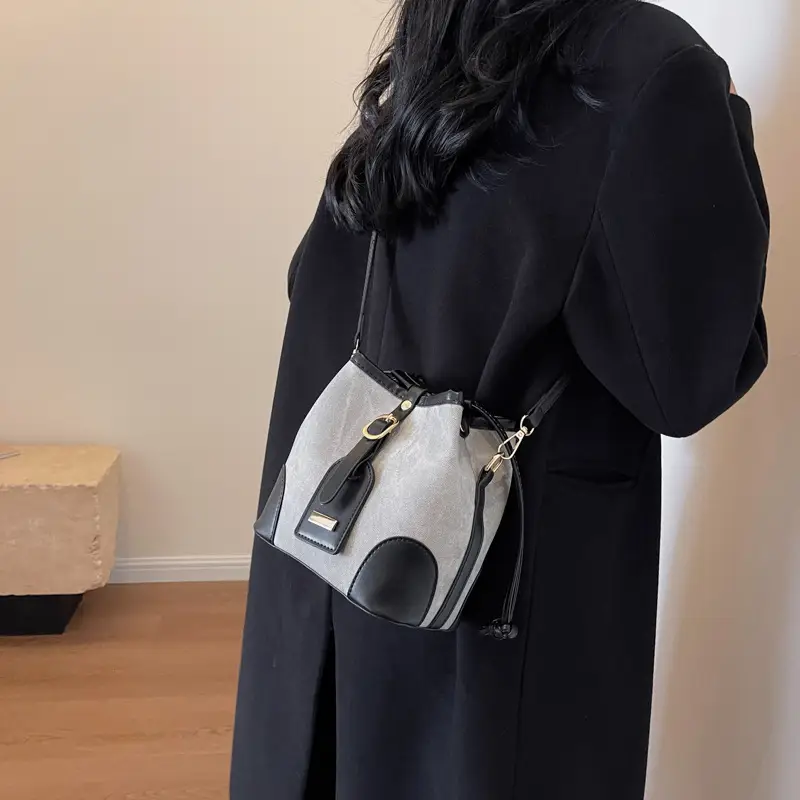 Women's Autumn Winter Contrast Color Bucket Bag — feature 19