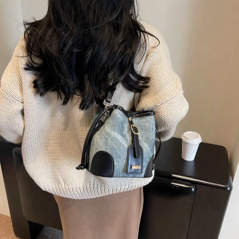 Women's Autumn Winter Contrast Color Bucket Bag — feature 23