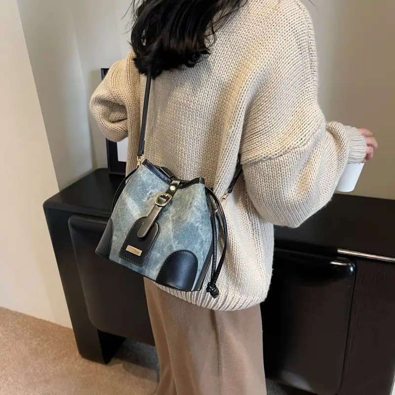 Women's Autumn Winter Contrast Color Bucket Bag — feature 24