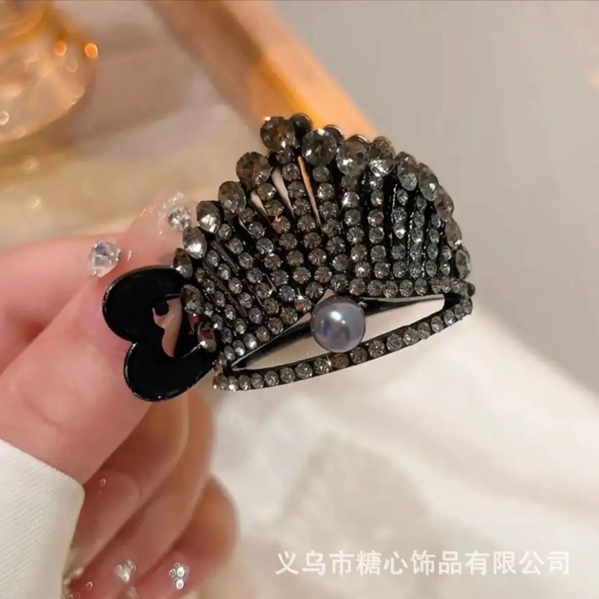 High-Grade Full Diamond Crown Hairpin Clips for Women - Image 3