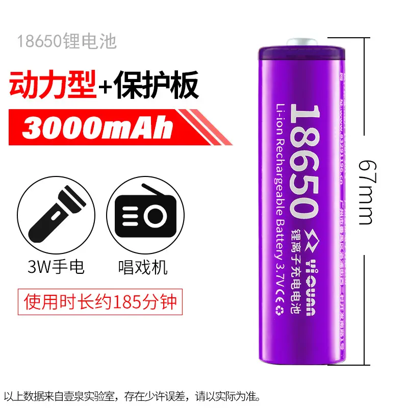 Yiquan 18650 lithium battery 3.7v/4.2v flat headlight flashlight opera player Shaver universal rechargeable battery