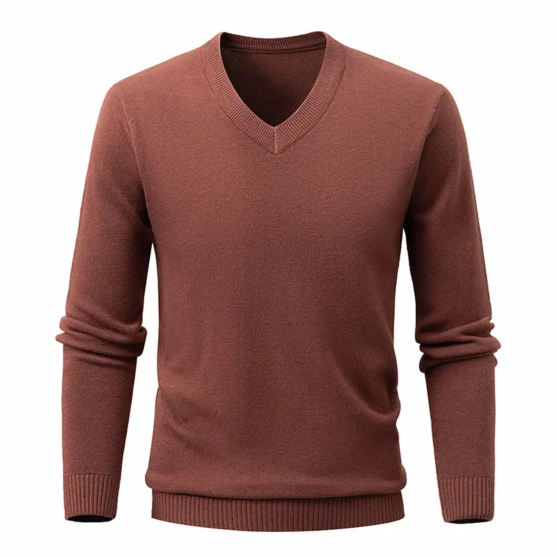 Red V-Neck Sweater for Men, Machine Washable, Base Layer - Image 14