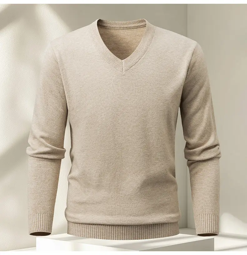 Red V-Neck Sweater for Men, Machine Washable, Base Layer — feature 13