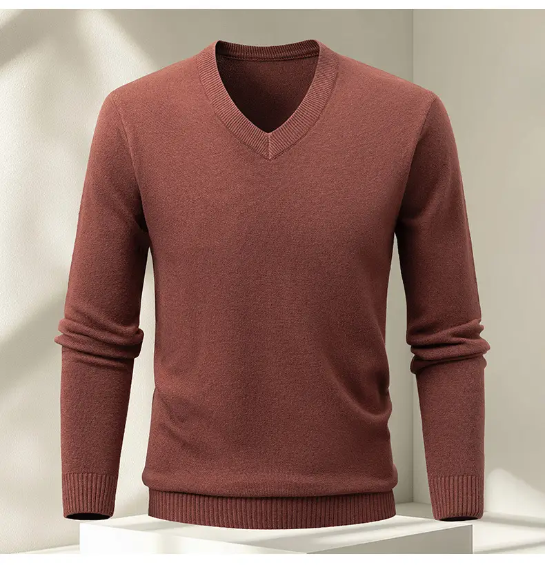 Red V-Neck Sweater for Men, Machine Washable, Base Layer — feature 16