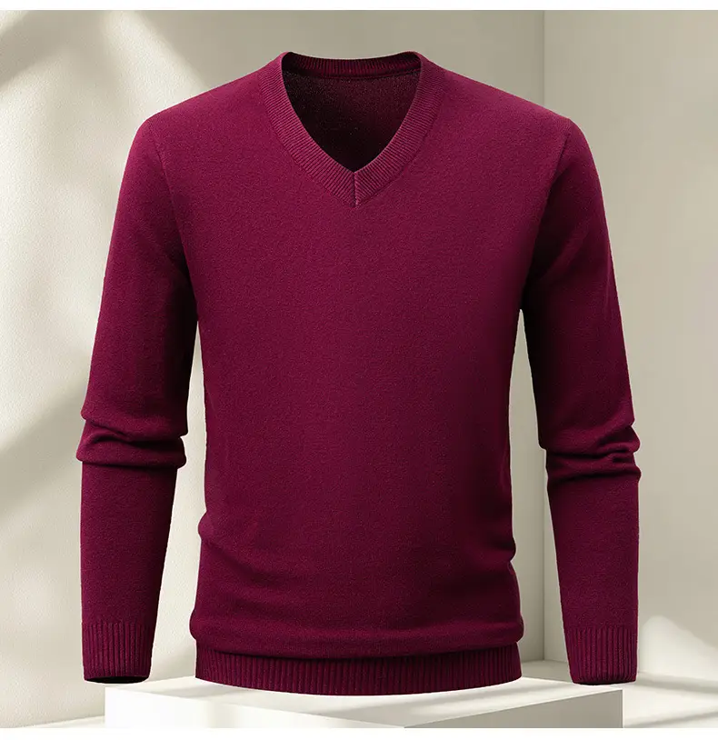 Red V-Neck Sweater for Men, Machine Washable, Base Layer — feature 17