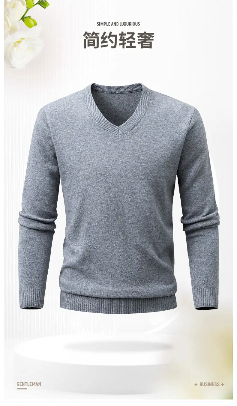 Red V-Neck Sweater for Men, Machine Washable, Base Layer — feature 4