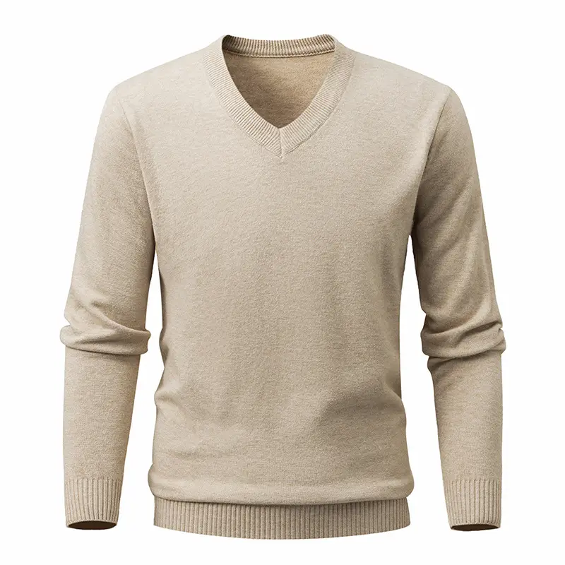 Red V-Neck Sweater for Men, Machine Washable, Base Layer - Image 2