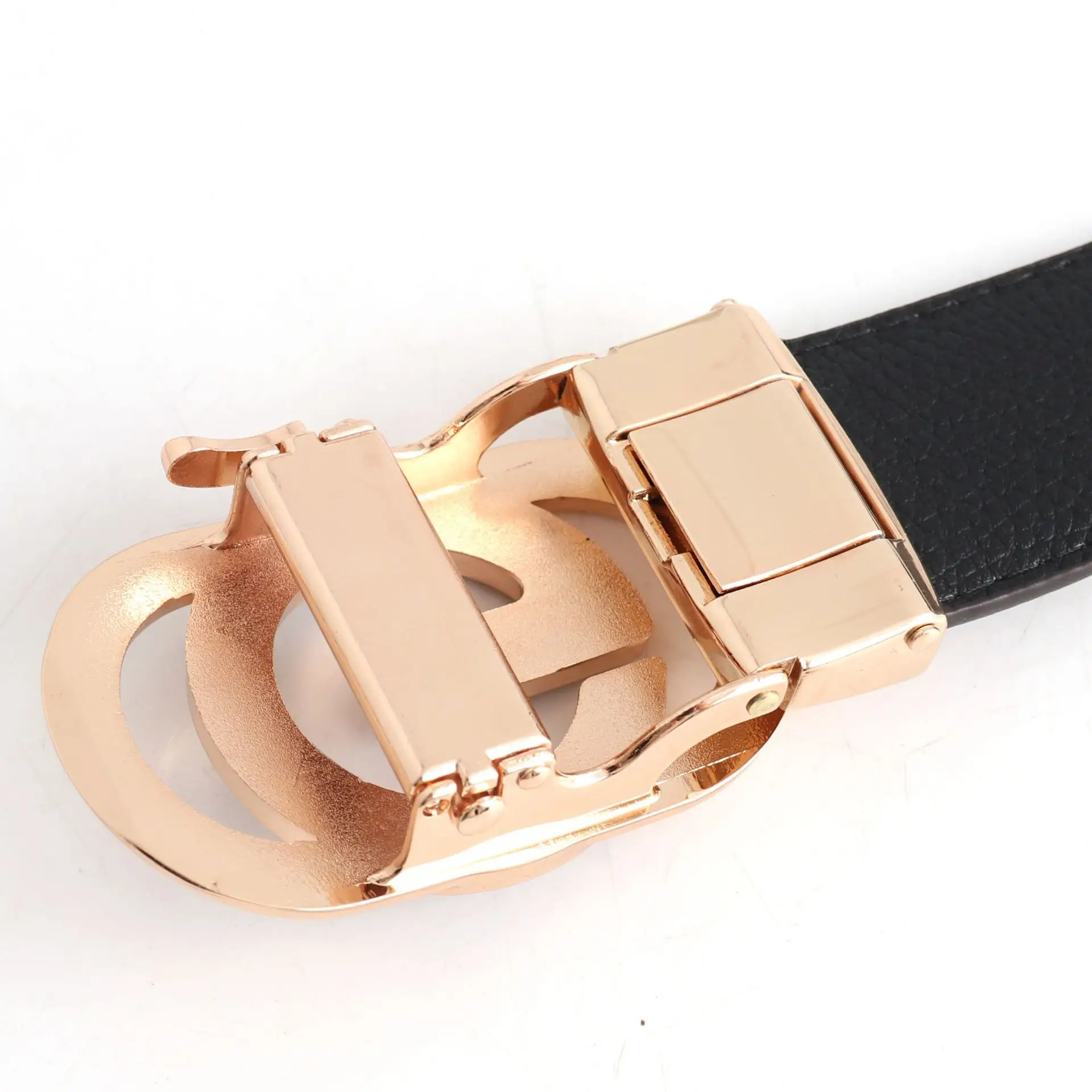 Hongsheng Men's Checkered Leather Belt with Gold Buckle β feature 13