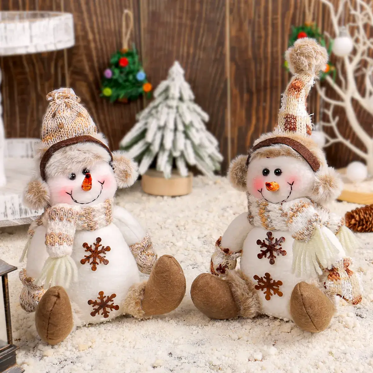 Christmas Snowman Doll Warm Brown Knitted Rudolph Ornament - Image 4