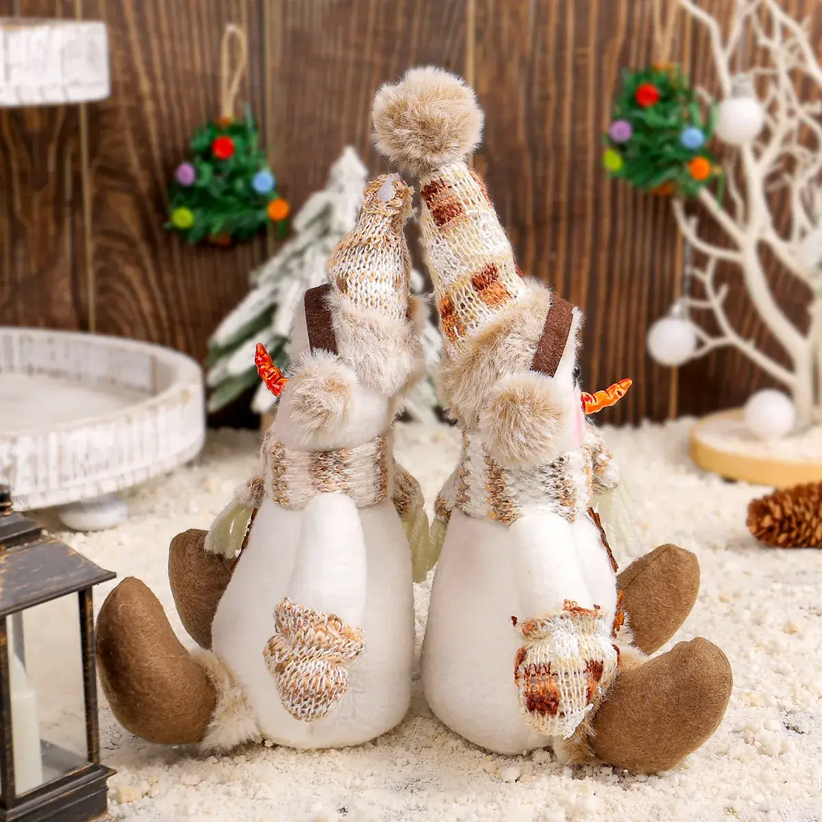 Christmas Snowman Doll Warm Brown Knitted Rudolph Ornament - Image 5