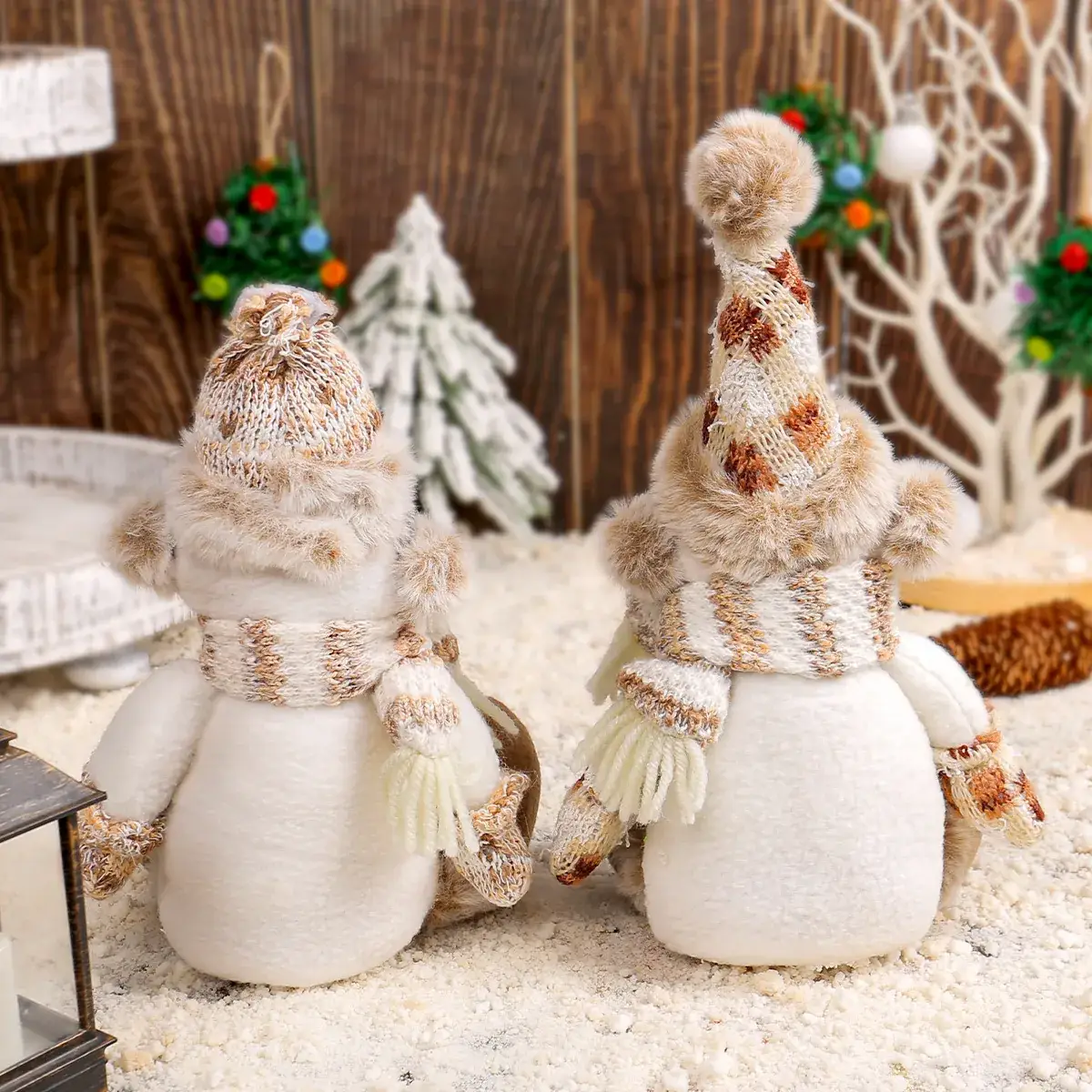 Christmas Snowman Doll Warm Brown Knitted Rudolph Ornament - Image 6
