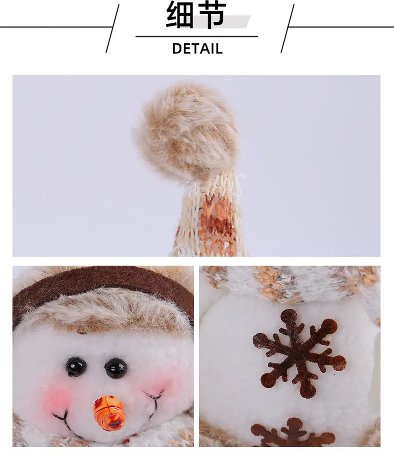 Christmas Snowman Doll Warm Brown Knitted Rudolph Ornament — feature 12