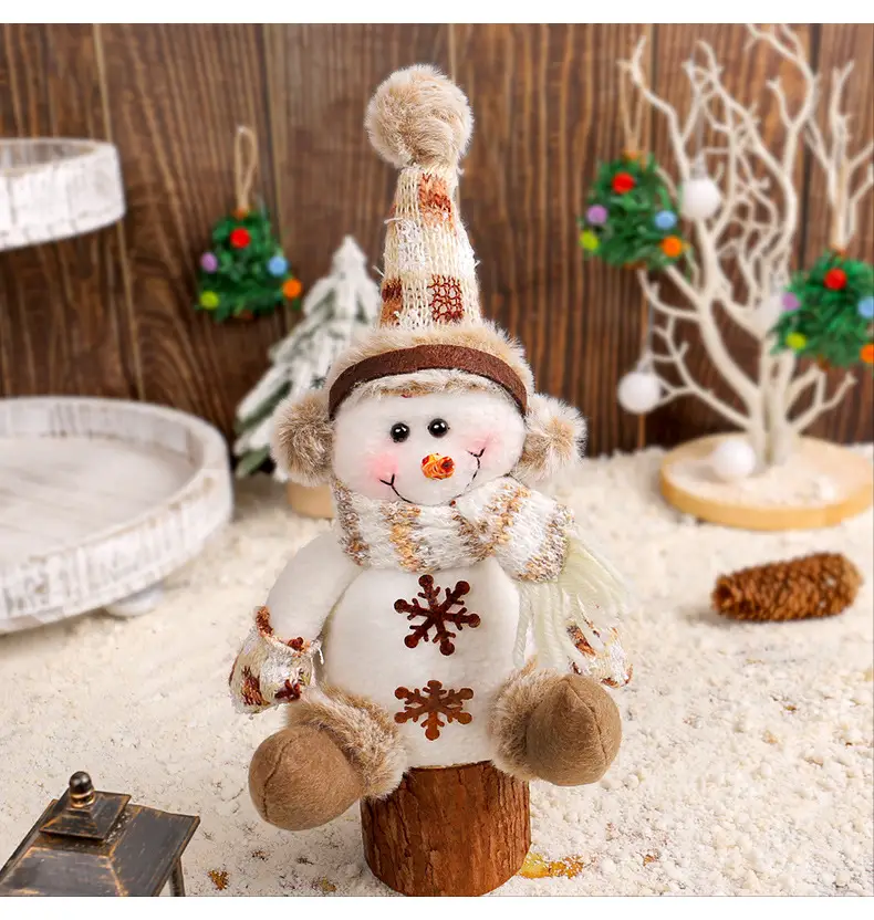 Christmas Snowman Doll Warm Brown Knitted Rudolph Ornament — feature 6