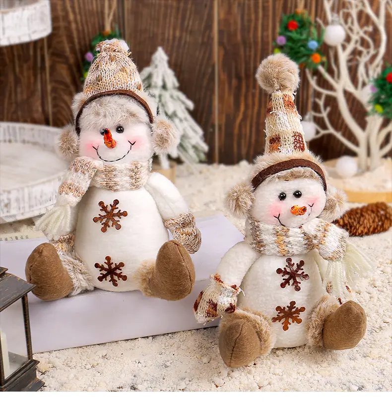 Christmas Snowman Doll Warm Brown Knitted Rudolph Ornament — feature 7