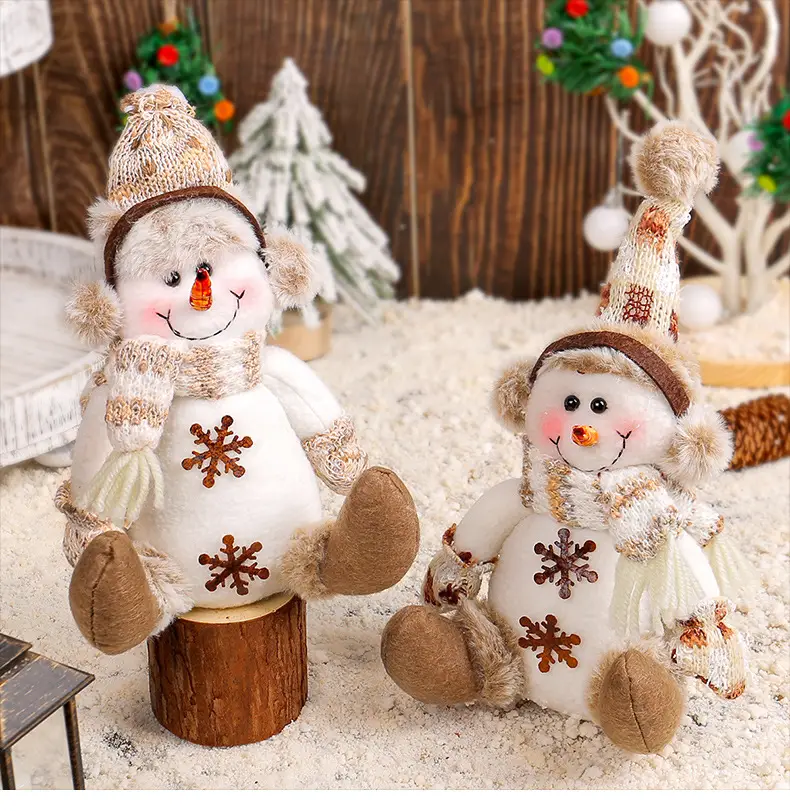 Christmas Snowman Doll Warm Brown Knitted Rudolph Ornament — feature 8