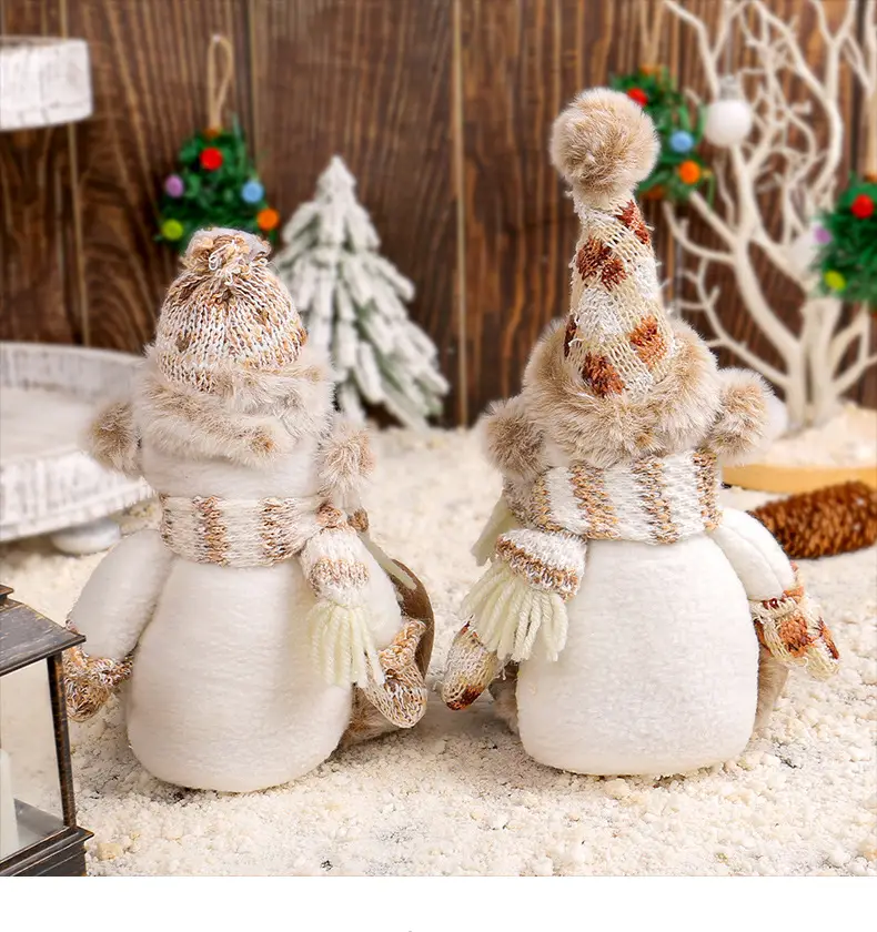 Christmas Snowman Doll Warm Brown Knitted Rudolph Ornament — feature 9