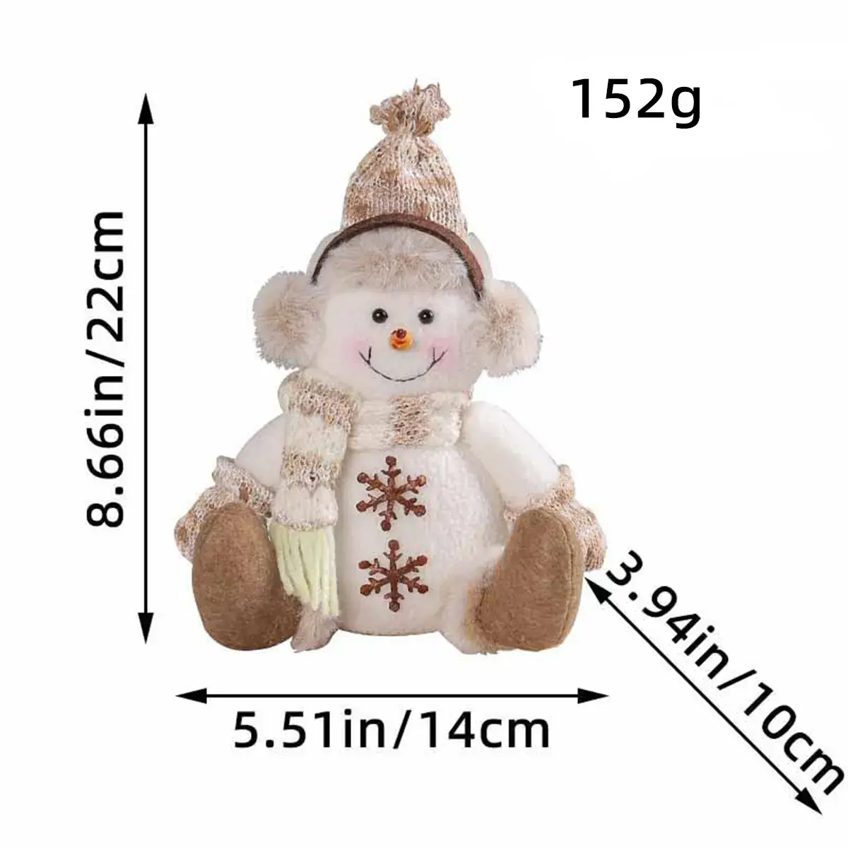 Christmas Snowman Doll Warm Brown Knitted Rudolph Ornament - Image 2