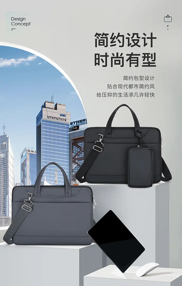 Black Business Laptop Bag for Men Women Large Capacity — feature 1