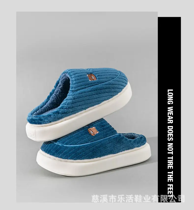 Cotton Slippers for Couples Indoor 2025 Home Plush Winter New Non-Slip Women's Warm Men's Slippers Autumn and Winter Thick-Soled — feature 13