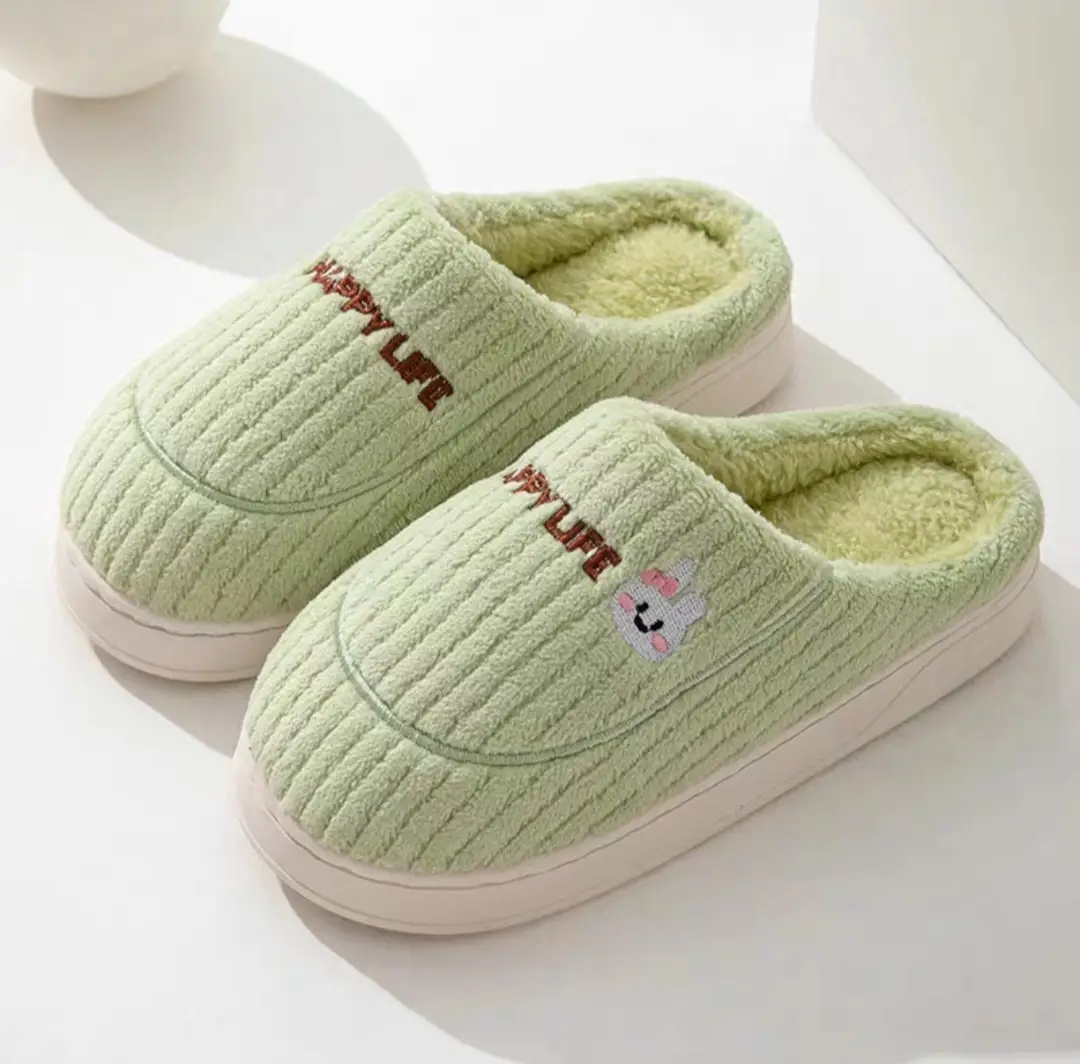 Cotton Slippers for Couples Indoor 2025 Home Plush Winter New Non-Slip Women's Warm Men's Slippers Autumn and Winter Thick-Soled