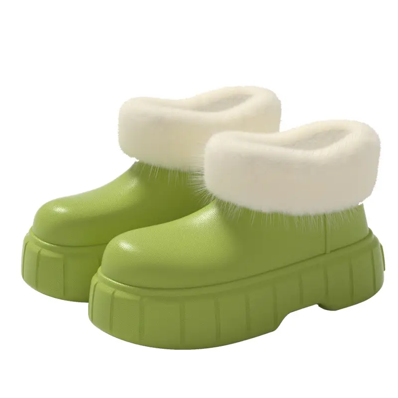 Autumn and Winter All-Inclusive High-Top Woolen Cotton Shoes for Girls Indoor Home Thick-Soled Fleece-Lined Warm Waterproof Outer Cotton Shoes