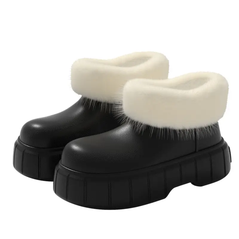 Autumn and Winter All-Inclusive High-Top Woolen Cotton Shoes for Girls Indoor Home Thick-Soled Fleece-Lined Warm Waterproof Outer Cotton Shoes