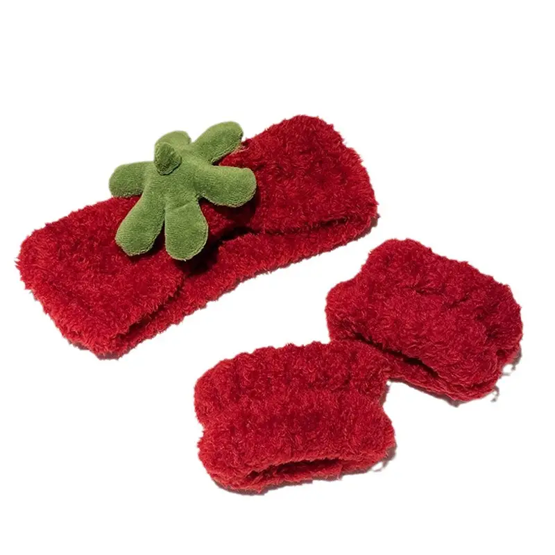 Plush Tomato Headband for Face Wash & Makeup Pressing - Image 8