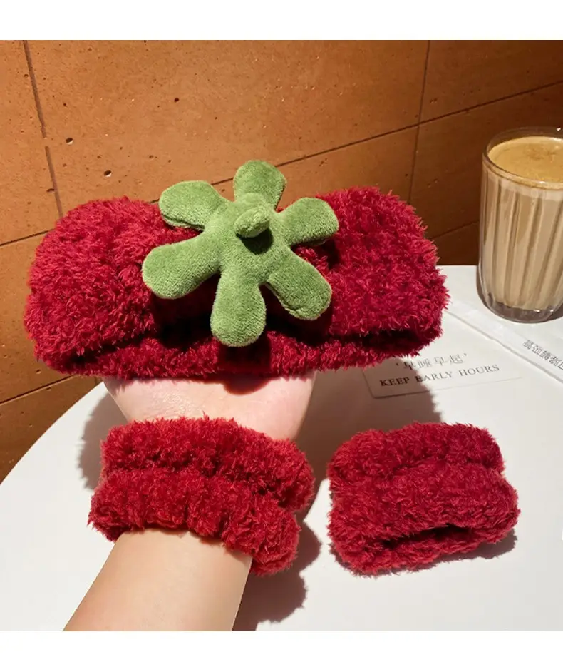 Plush Tomato Headband for Face Wash & Makeup Pressing — feature 4