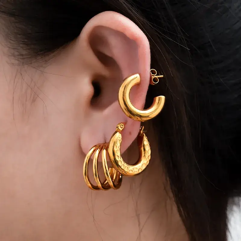 Gold Geometric Earrings for Women Stainless Steel - Image 12
