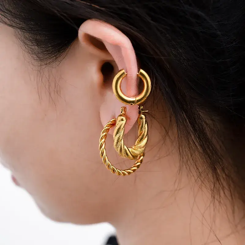 Gold Geometric Earrings for Women Stainless Steel - Image 13