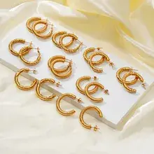Gold Geometric Earrings for Women Stainless Steel — feature 1
