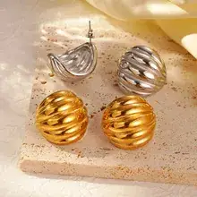 Gold Geometric Earrings for Women Stainless Steel — feature 12