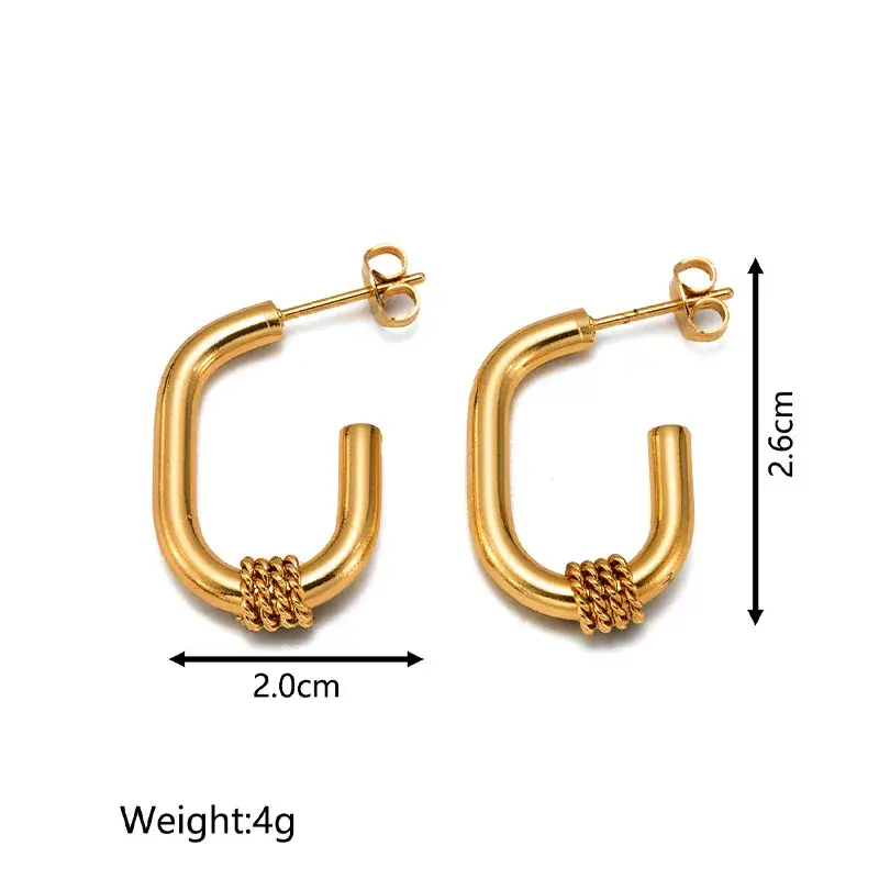 Gold Geometric Earrings for Women Stainless Steel - Image 2